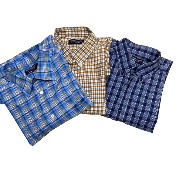 Roundtree & Yorke Mens Long Sleeve Button-Down Plaid Shirts 3 Pack L - Picture 11 of 11
